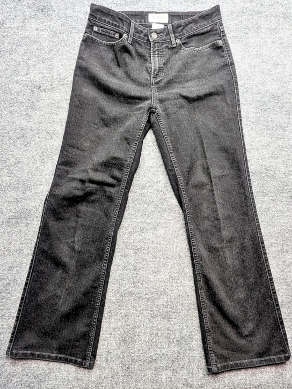 LL Bean Favorite Fit Jeans Women's 6 Reg Black Straight Leg Denim Faded Vintage